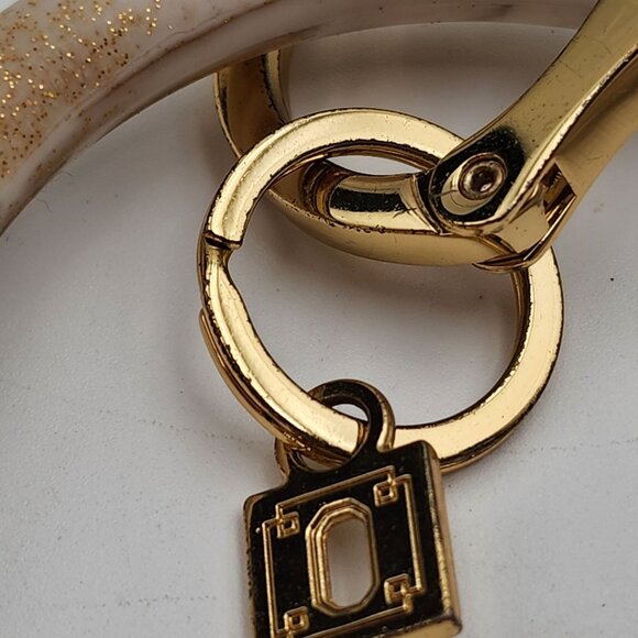 OVenture White & Gold Marbled Silicone Bracelet Key Ring With Gold Hardware READ - Picture 7 of 9